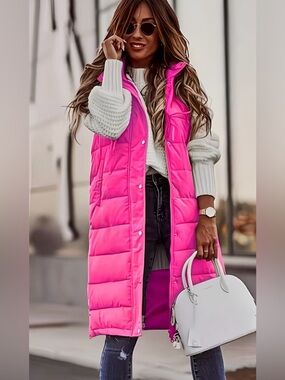 New Bright Pink Puffer Vest XL